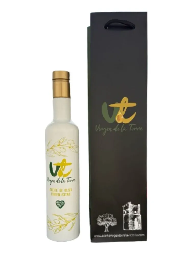 Botella de cristal Gourmet de aceite de oliva virgen extra Virgen de la Torre